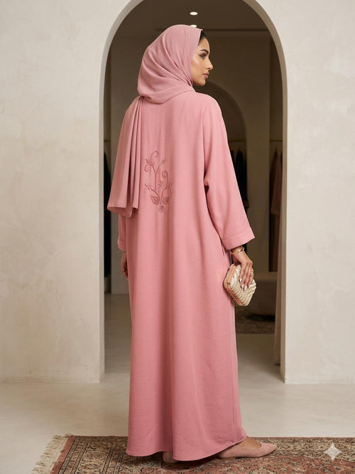 🌸 Blush Rose Cut Dana Abaya